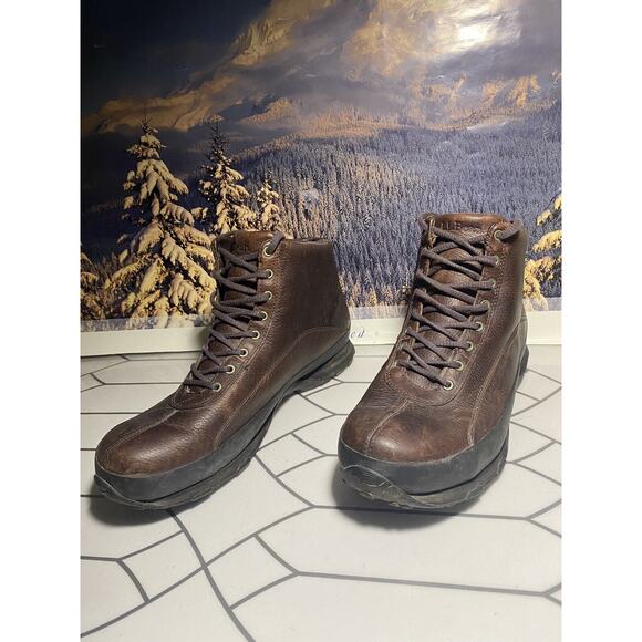 Men’s LL Bean Leather Rubber Hiking Boots, Brown, Size 14 main image 8